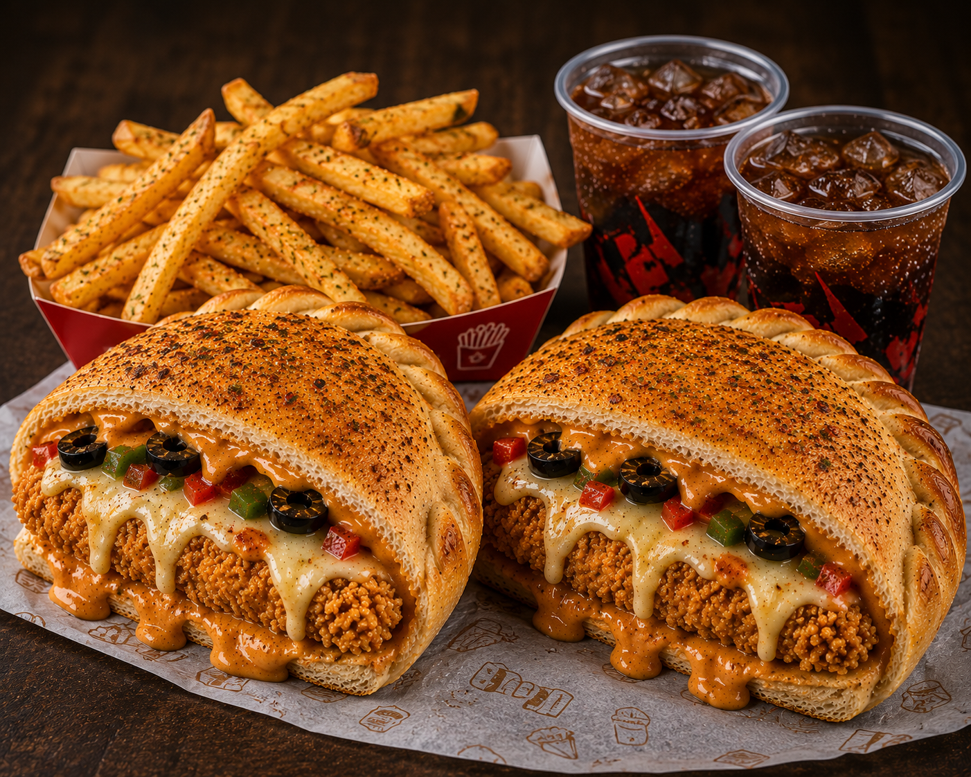 2 Calzone Zingers, Large Fries & 2 Small Drinks