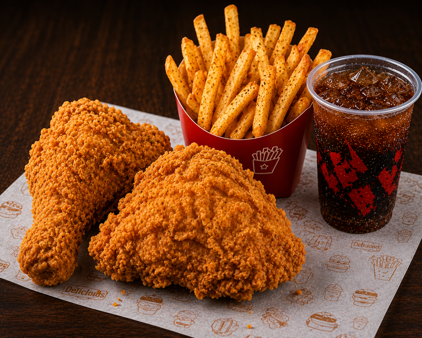 2 Pcs Fried Chicken, Fries & Small Drink